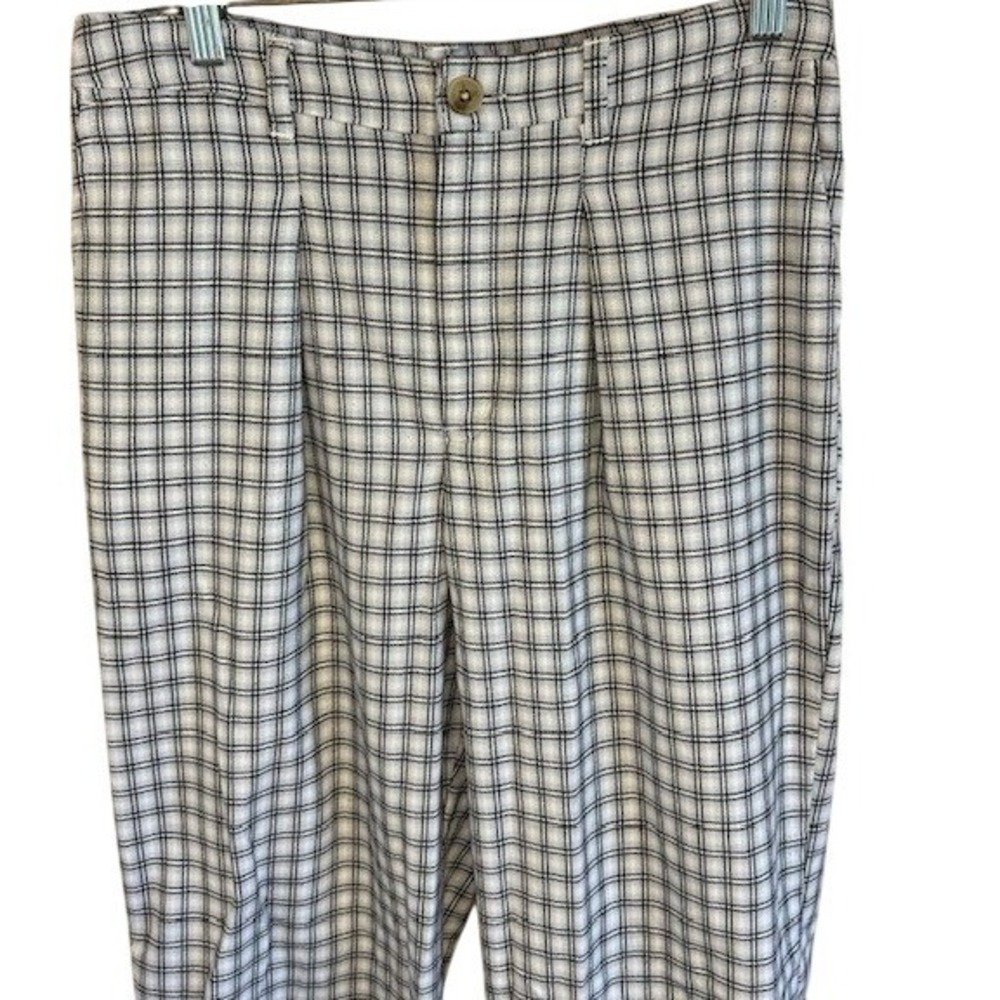 Hollister Blue White Black Plaid Ultra‎ High Rise Pleated Trouser Pants MD 28"